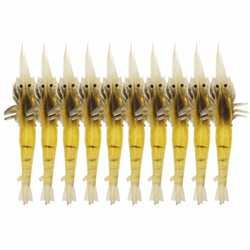 10PCS Durable Lifelike Shrimp Fishing Lures PVC Soft Shrimp Baits 9cm Fishing Lures Lake Fishing