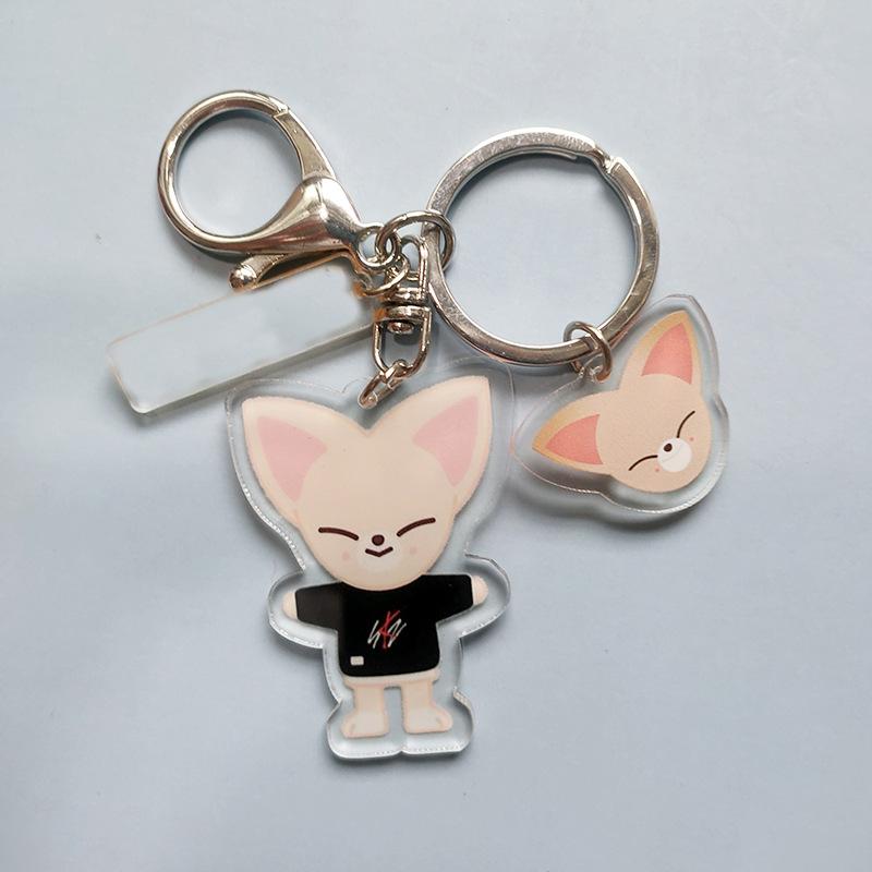 Stray Kids SKZOO Cartoon Double Sided Acrylic Keychain Cute Anime Character Keyring Bag Pendant Fan Merchandise Gift for STAY