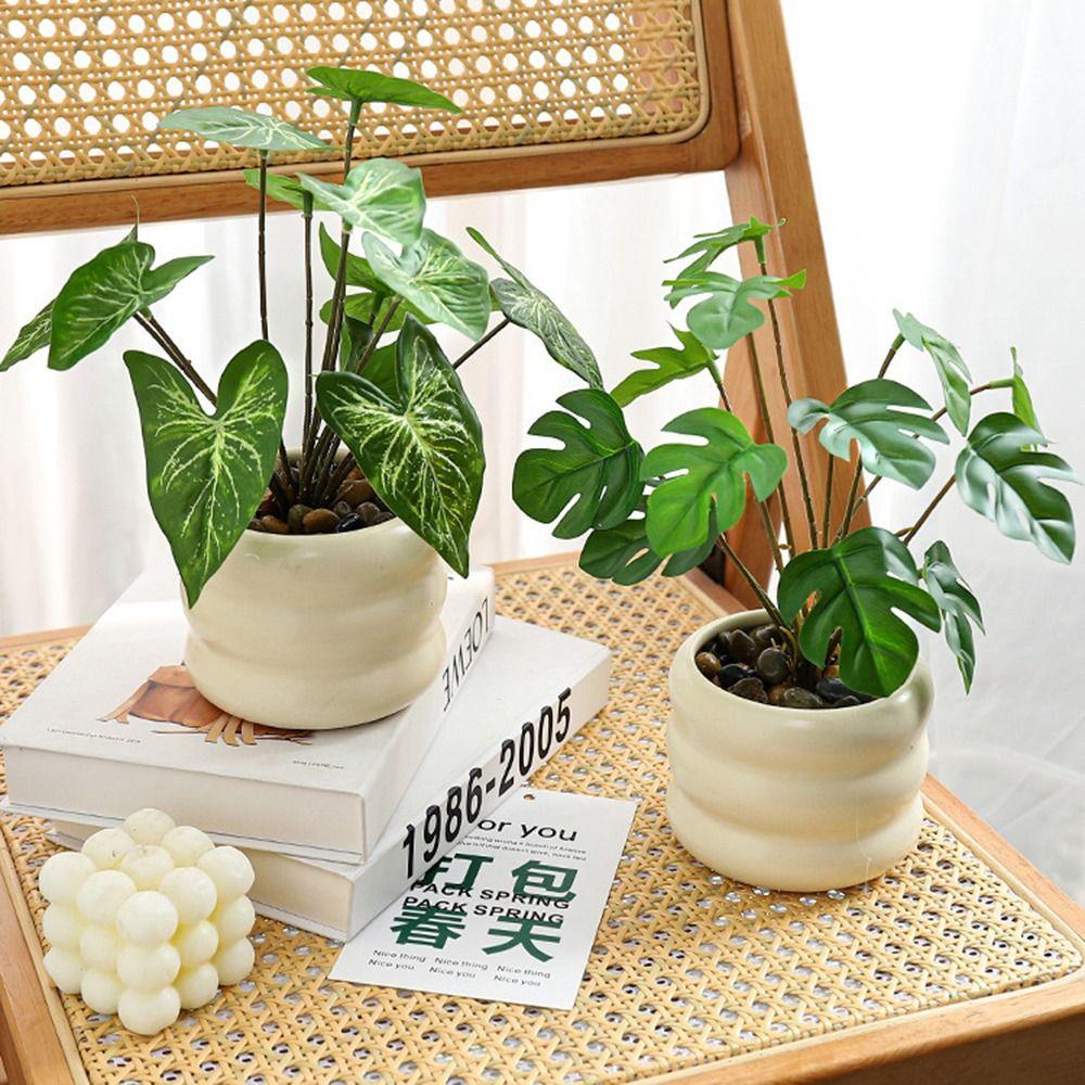 Realistic Simulation Green Plant Bonsai Elegant False Tropical Plants  Home Garden