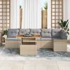 Garden Sofa Set with Cushions 7 Pcs Beige and Light Grey Poly Rattan