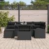 VidaXL Ensemble de canapés de jardin 7 pièces avec coussins noirs en poly rattan 3348679