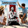 Personalisierbares Strandtuch mit Kylian Mbappe Aufdruck und individuellem Namen, für Reise Camping Strandparty Heimdekoration, Geburtstagsgeschenk für Familie & Freunde