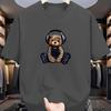 Men's Summer Cotton Fashion Casual Sports Loose Music Bear Pattern Printed Round Neck Short Sleeve T-shirt Top