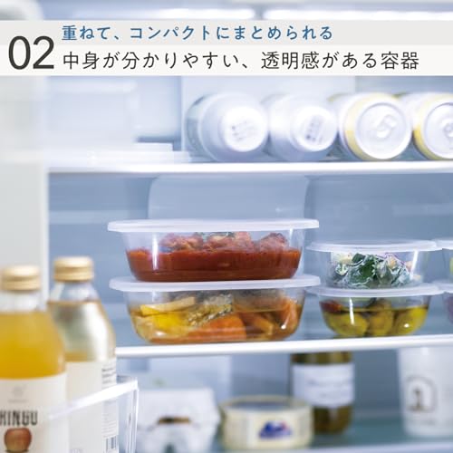 marna Storage Containers (Microwave/Freezer Safe), Minimal Contours for Easy Cleaning (Dishwasher Safe/Prepared Food), Heat-Resistant Containers, 650m