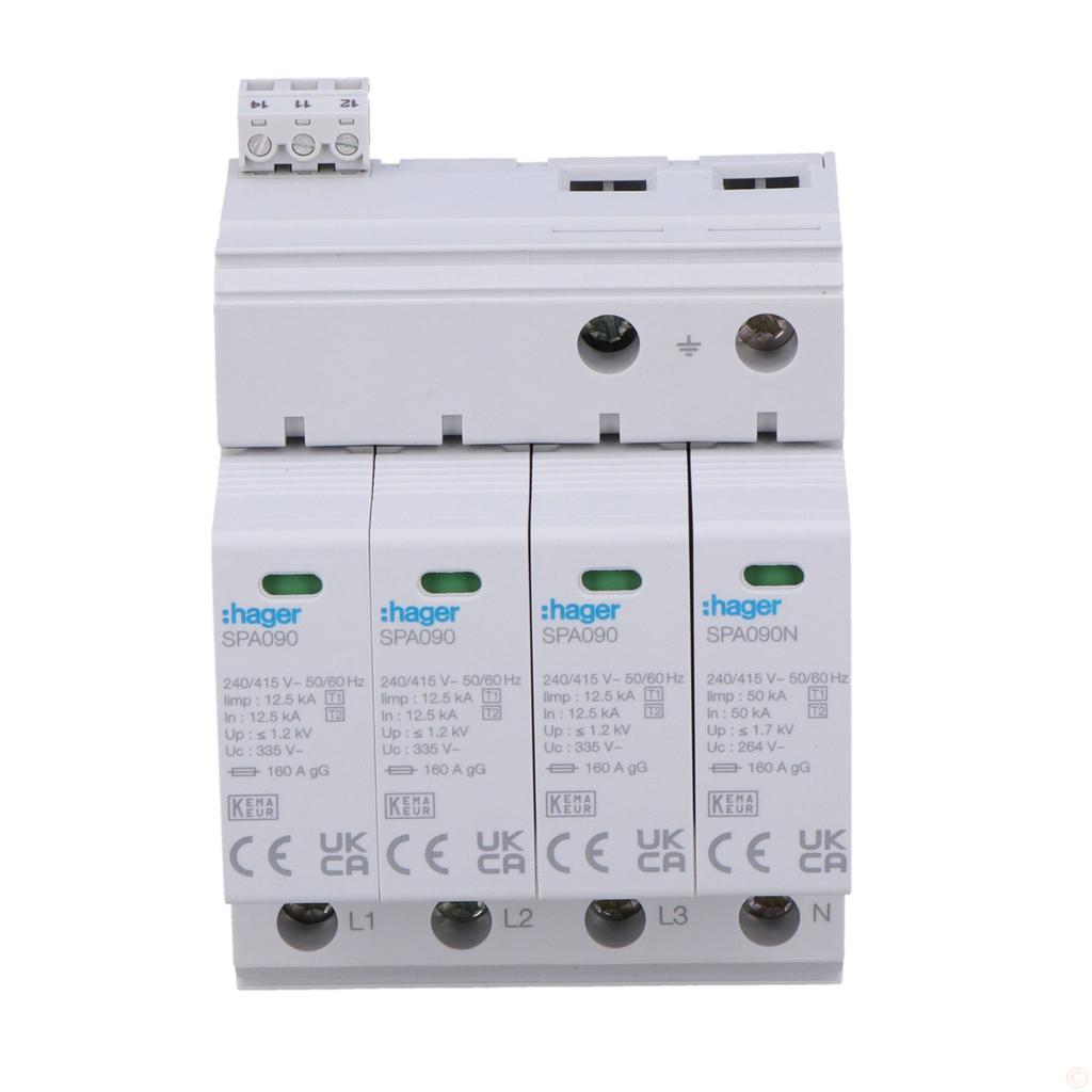 Surge arrester T1+T2 MOV 4P TN-/TT network Iimp=50 kA In=50kA Up1, 2kV