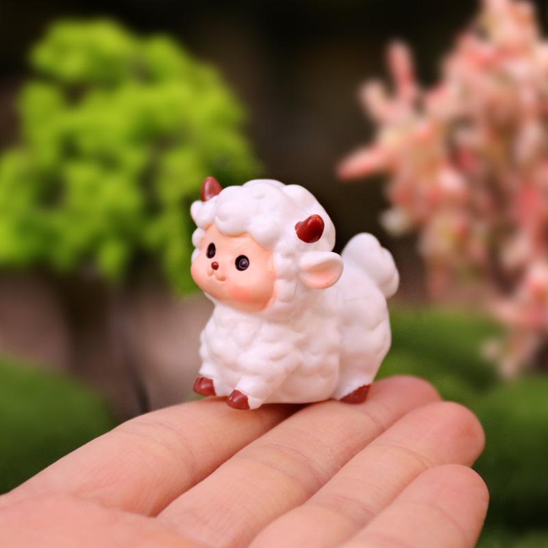 Miniature Fairy Garden Accessories Cute Sheep Lamb Ornament Statue Figurines Home Garden Landscape Dollhouse Terrarium Decor