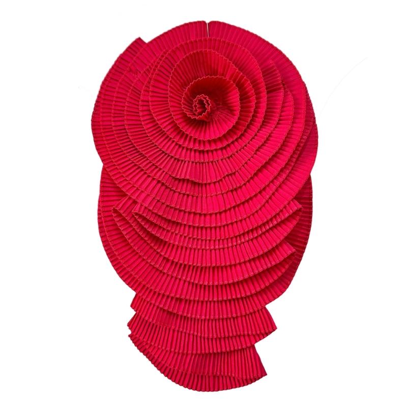 Fashionable Pleated Big Flower Lapel Pin Exaggerated Folded Flower Brooch for Dress and Shirt Women Breastpin Ornament