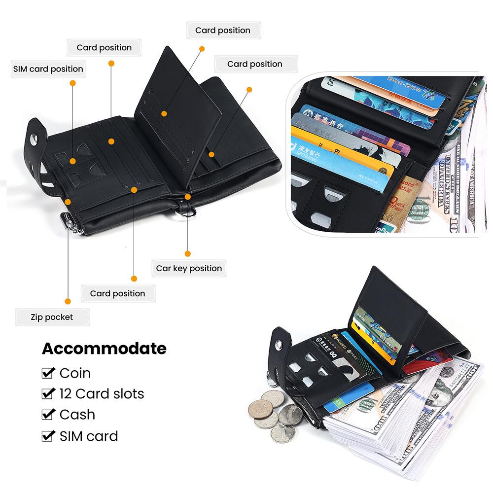 Men's Genuine Leather RFID Anti-theft Wallet with Money Clip and Multi-card Slots