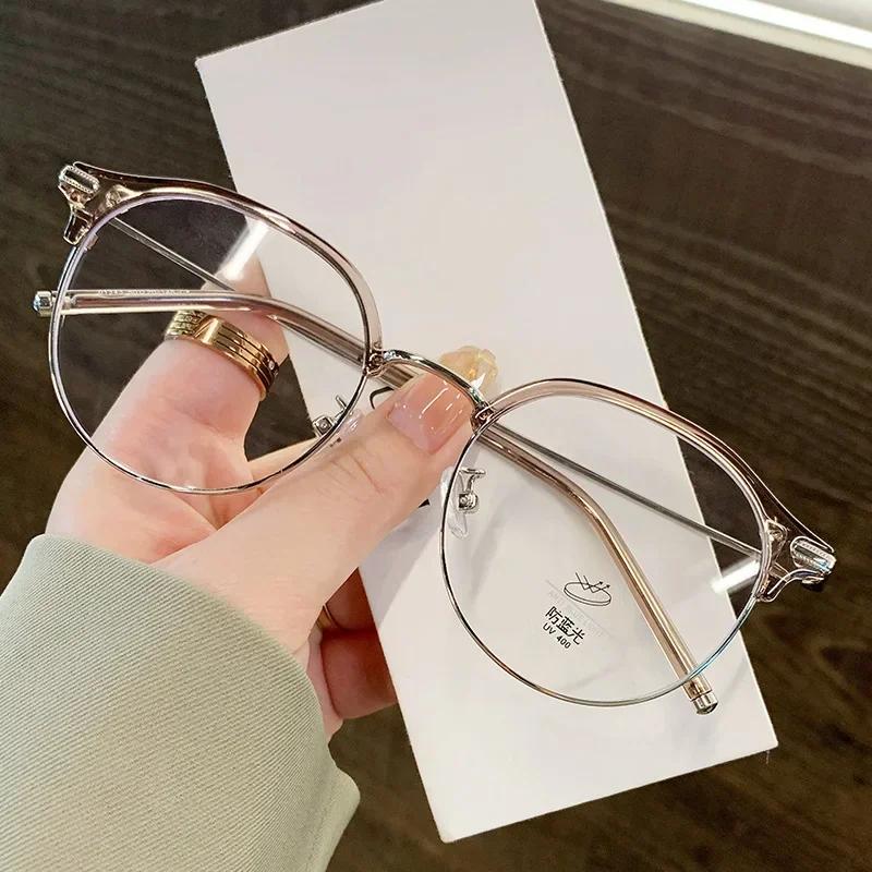 

Transparent Computer Eyeglasses Metal Frames Female Male Anti- Blue Lightweight Round Eyewear Blocking Eyeglasses Optical Spectacle Eyeglass