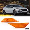 Fits 2016- Honda Civic Side Amber Marker Lamp Turn Light Signal W/ Led Bulbs
