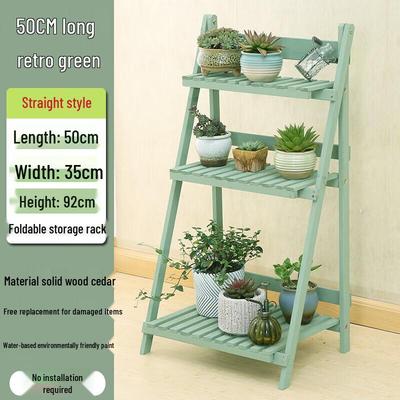 Hualongdun Foldable Bamboo Ladder Flower Stand