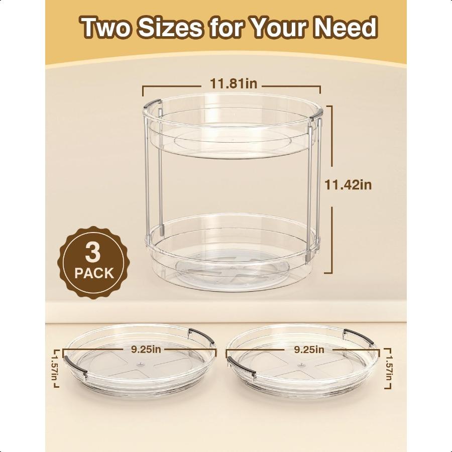 2 Pack Organizer 925 and 1181 TwoTier Turntable for Cabinet Spice Rack and Pantry Storage Spinning Makeup Organizer for United States 41249₽