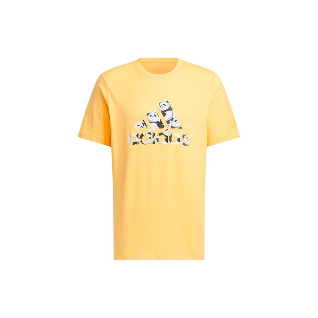 Adidas Printed Logo Casual Sports Short Sleeve T-Shirt Men Tops Bright-Yellow JI6835