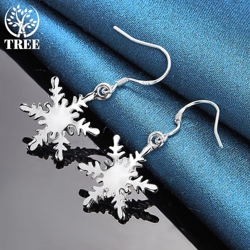 925 Sterling Silver Snowflake Drop Earring Jewelry