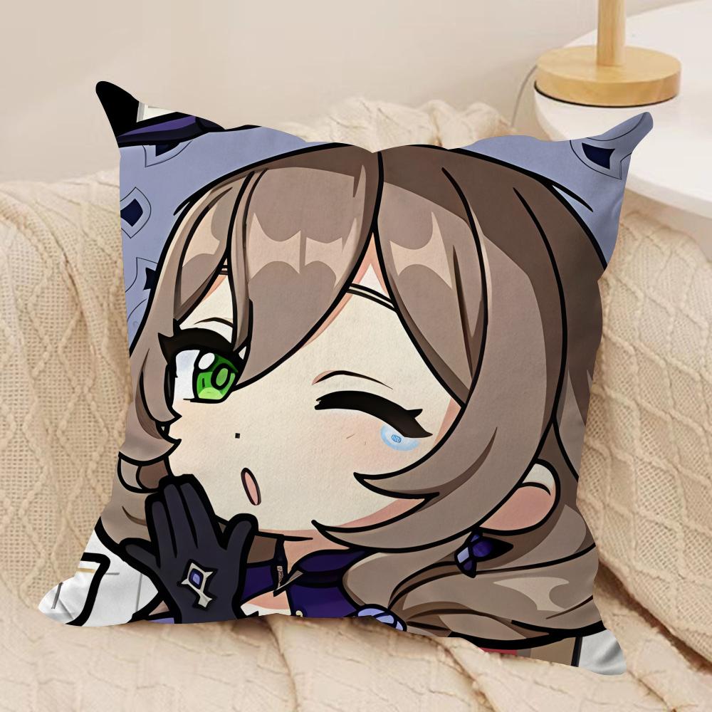 Lisa Cute Cute Genshin Impact Cushion Cover Silky Short Plush Invisible Zipper Dustproof Sofa Pillow Case For Home Decor