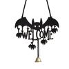 2D Halloween Wooden Door Hanger with and Cutout Design, Welcome Sign with Bell for Home Decor