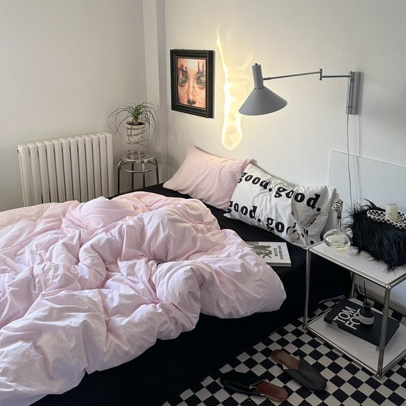 Washed Cotton Bed Four-piece Set Simple Bedding Quilt Cover Bed Sheet Dormitory Three-piece Set