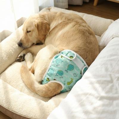 Cartoon Print Dog Physiological Pants Elastic Waist Washable Dog Sanitary Panties Leak-Proof Dog Diapers Menstruation Period