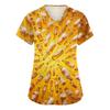 Women V Neck Short Sleeve Work Shirt with Pockets Beer Festival Print Top Nurse Scrub Uniform for Healthcare Professionals