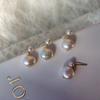 Flat Baroque Natural Freshwater Pearl Stud Earrings Pendant Delicate Silver Needle Gold Plated Earrings Steamed Bread Beads Double Beads