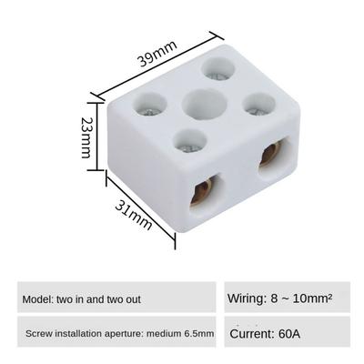 1 In 1 Out Ceramic Wiring Terminal Block High-temperature Resistant 2 In 2 Out Ceramic Terminal Post 250V Copper