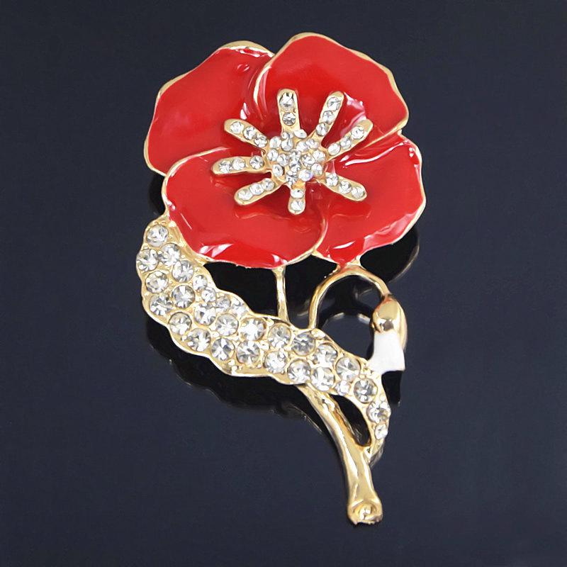 Red Poppy Lapel Pin - WWII Commemorative Brooch, UK Popular Corsage In Stock