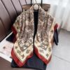 90*90Cm Retro Printed Square Scarf Women Imitation Silk Scarves Bandanas Summer Travel Shawl Wraps Elegant Hijab Neckerchief