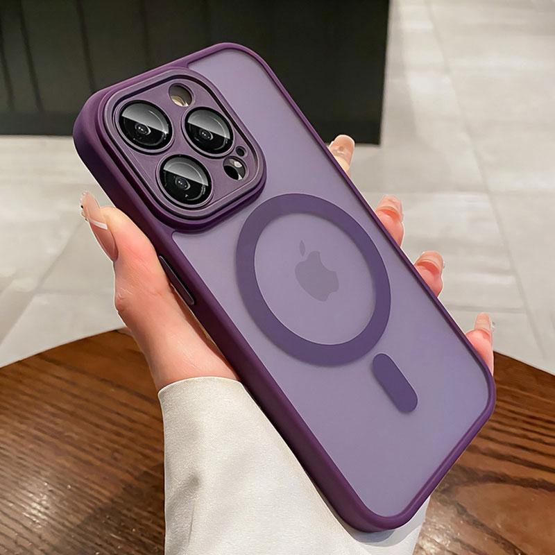 For Magsafe Matte Armor Magnetic Wireless Charging Case For iPhone 11 12 13 14 15 Pro Max Plus Shockproof Lens Protection Cover