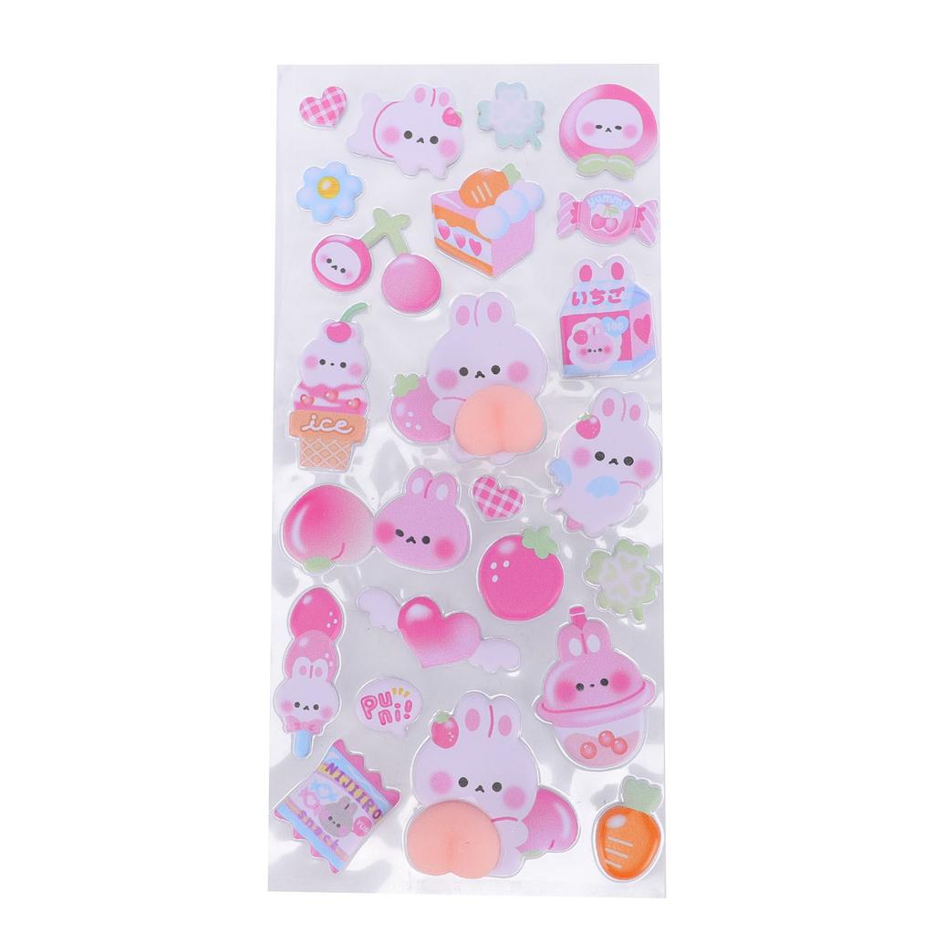 3D Puffy Butt Stickers Pink Bunny Decorative Mini Puffy Animal Stickers for Phone Case Notebook DIY