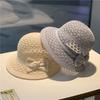 Summer New Hollowed Out Breathable Grass Woven Fisherman Hat Children's Short Eave Top Hat Bucket Beach Fashionable Sun Hat
