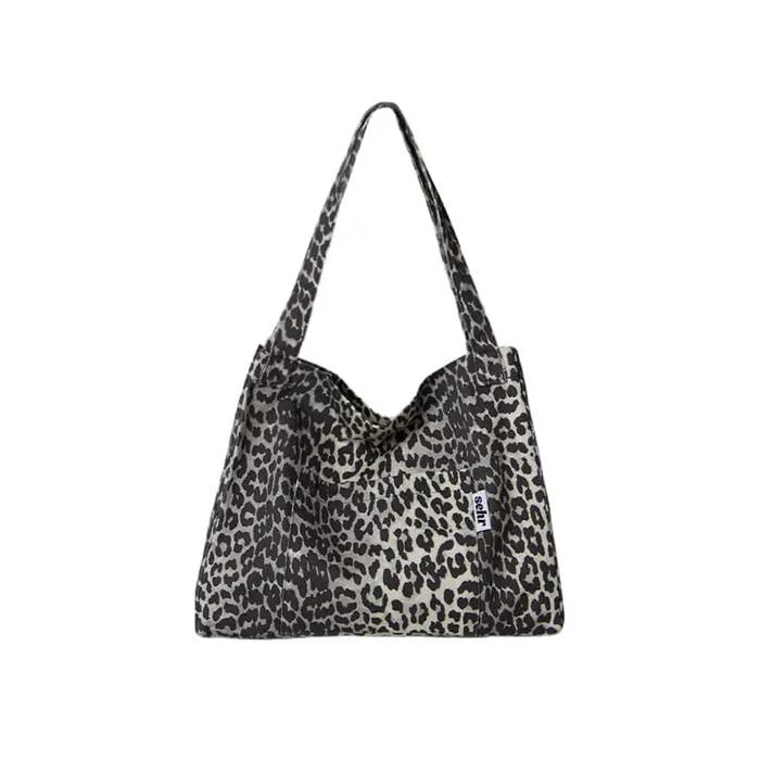 Leopard Twill Cotton Big Bag (Black)