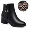 Women's thick-heeled short boots, autumn and winter new single boots, soft leather and velvet leather shoes