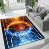 Large Basketball Court Carpet Non Slip Velvet Area Mat Flame Ice Design Machine Washable Polyester Indoor Outdoor Sports Decor