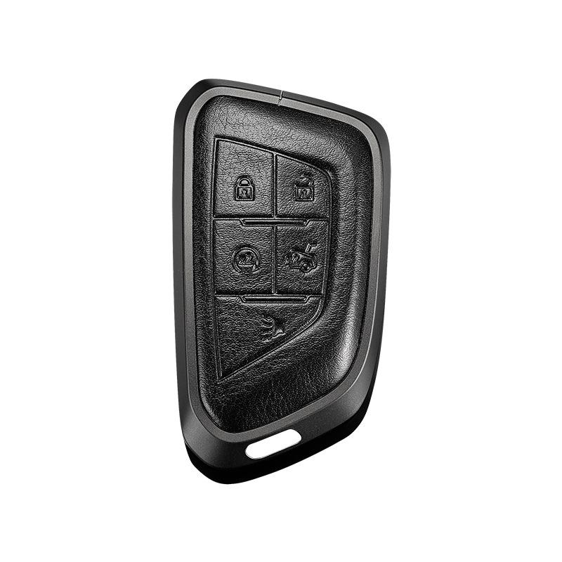 Genuine Leather Key Case for Cadillac XT5, CT5, XTS Key Fob - Unisex Design with Buckle