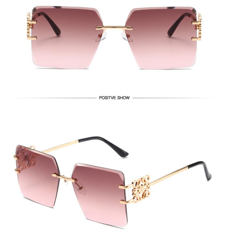 Damenbrille Sonnenschutz UV-Schutz Mode Persönlichkeit Retro Künstlerische Straßenaufnahme Konkave Form Reise Chinesischer Knoten Randlose Sonnenbrille