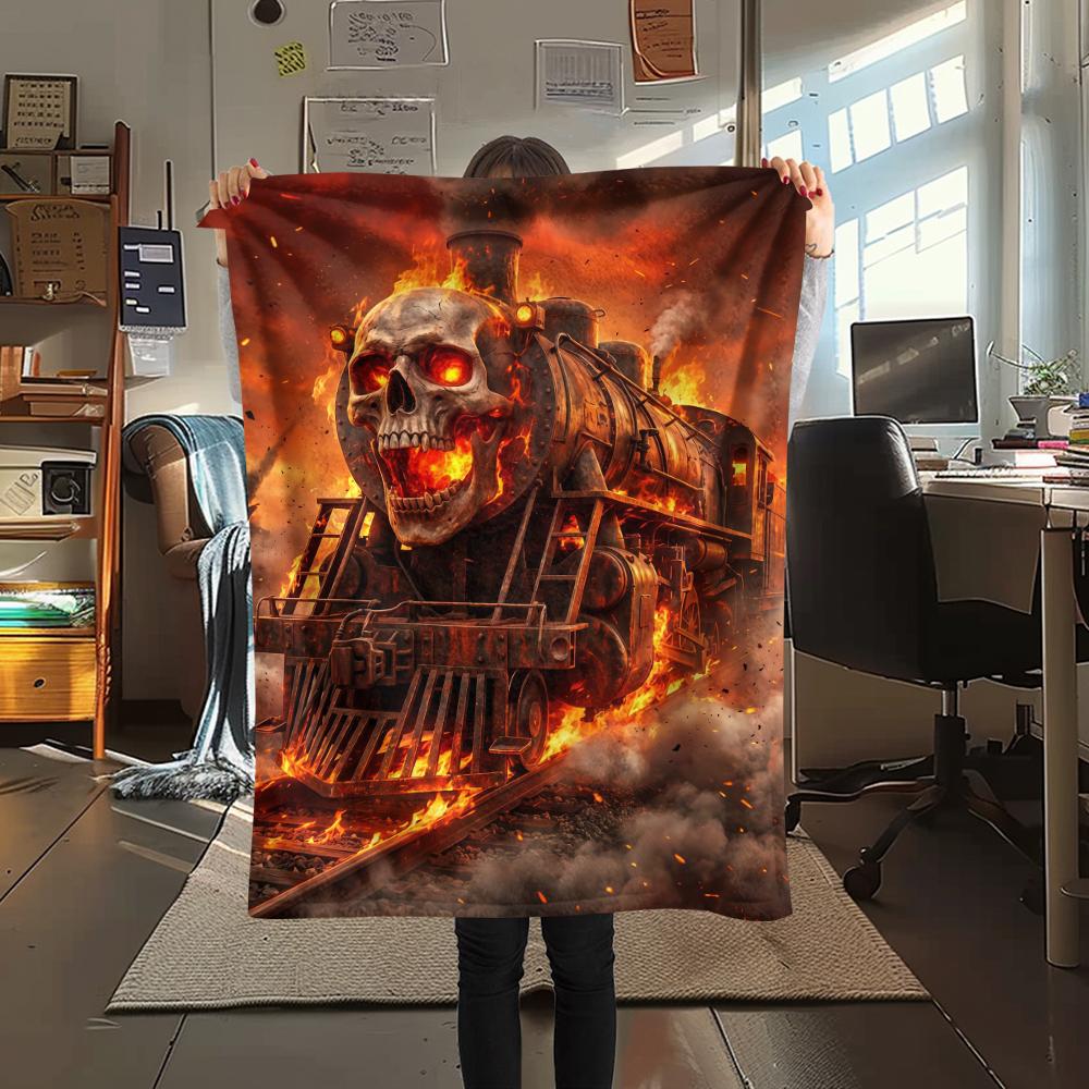 Fire Train Gorilla Death Print Flannel Blanket,High Quality Comfortable for All Seasons,Home Decor,Warmth and Comfort,Perfect for Christmas Gifts