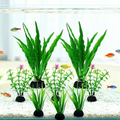 2/8 Stück Künstliche Pflanzen Set - Langlebiges PE-Material Aquarienpflanzen, Perfekt für Heim- & Büro-Aquarien