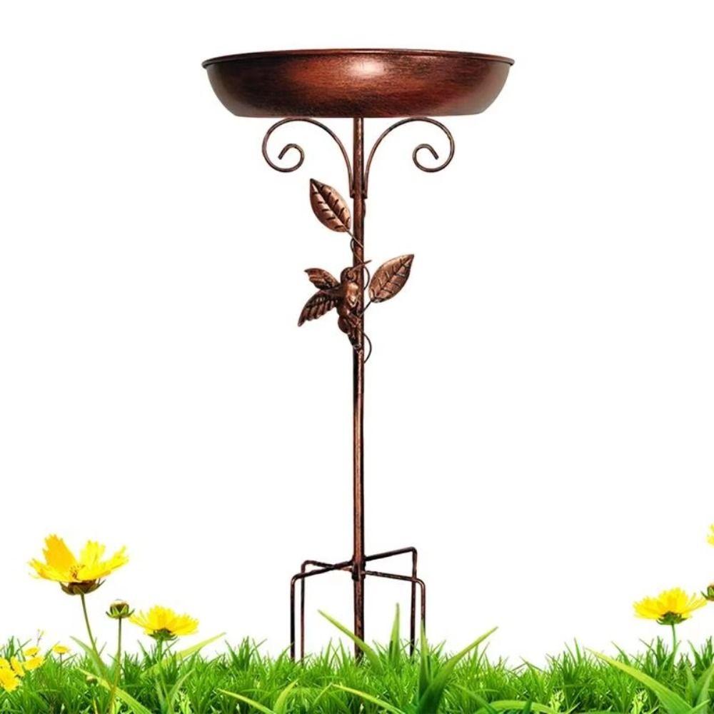 Vintage Bird Feeder Ground Plugin Iron Bird Feeding Dish Bird Water Bowl Courtyard