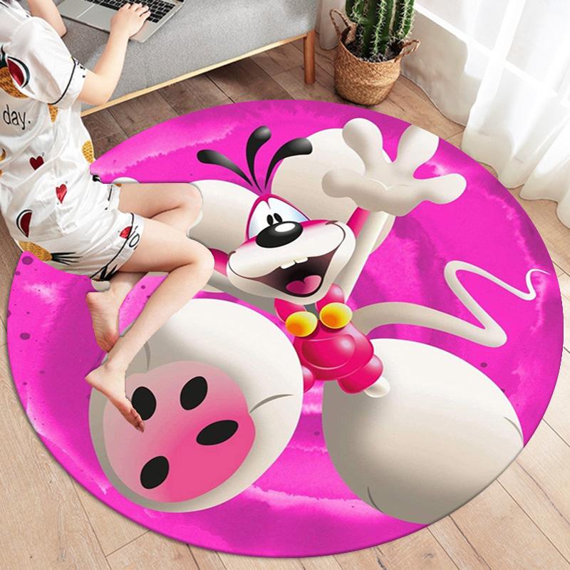 Diddl Round Area Rug,Carpet Rug for Living Room Bedroom Sofa Playroom Decor,Non-slip Floor Mat