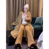 Pearl Buckle Design Sense Long Knee Mink Velvet Jacket Korean Lazy Desire Outside with High-end Coat Women