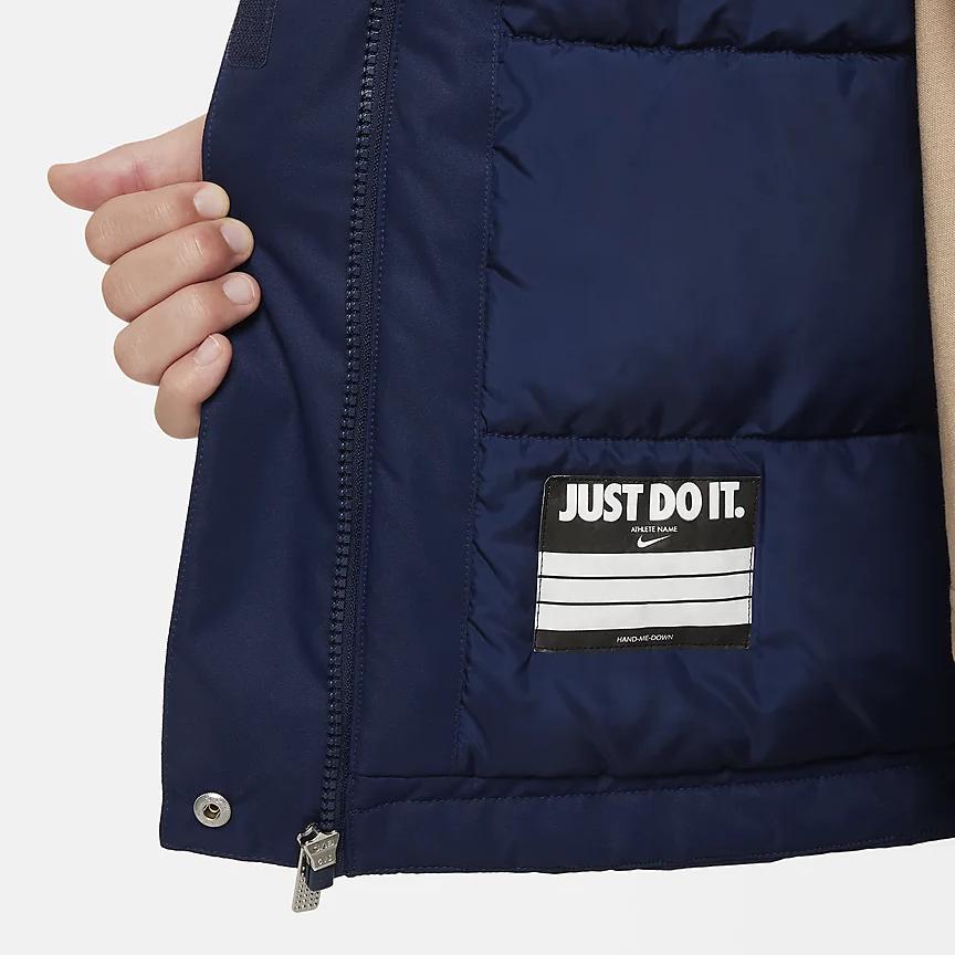 Nike Středně dlouhá ležérní bunda s kapucí na zip Dětská vrchní část Hluboká tyrkysová FV3043-410