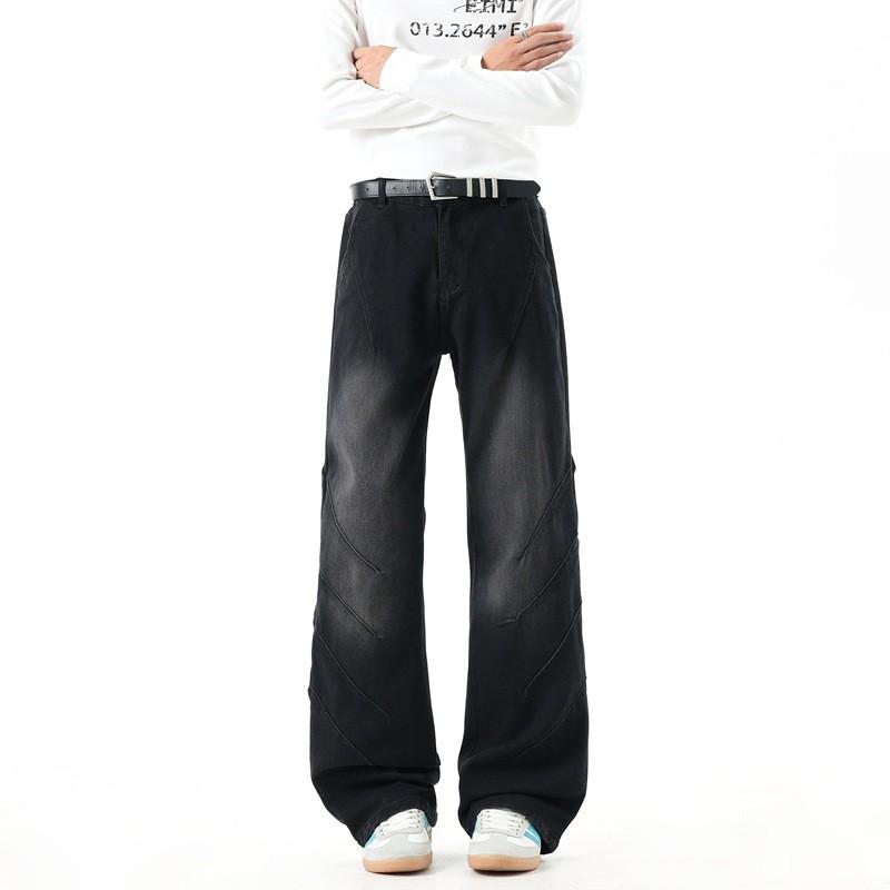 Mens Flared Jeans Teen Boys Loose Fit Casual Denim Pants Streetwear