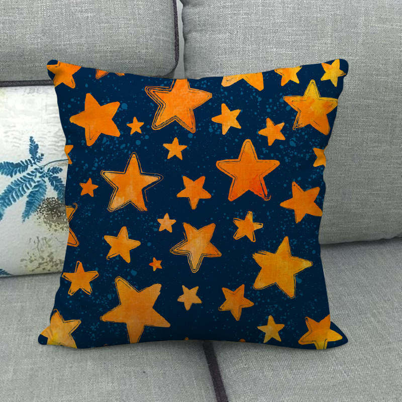 Simple Wave, Star and Rose Pattern Digital Printing Short Plush Pillow Covers for Car Sofa Office Cushion Cover Home Goods