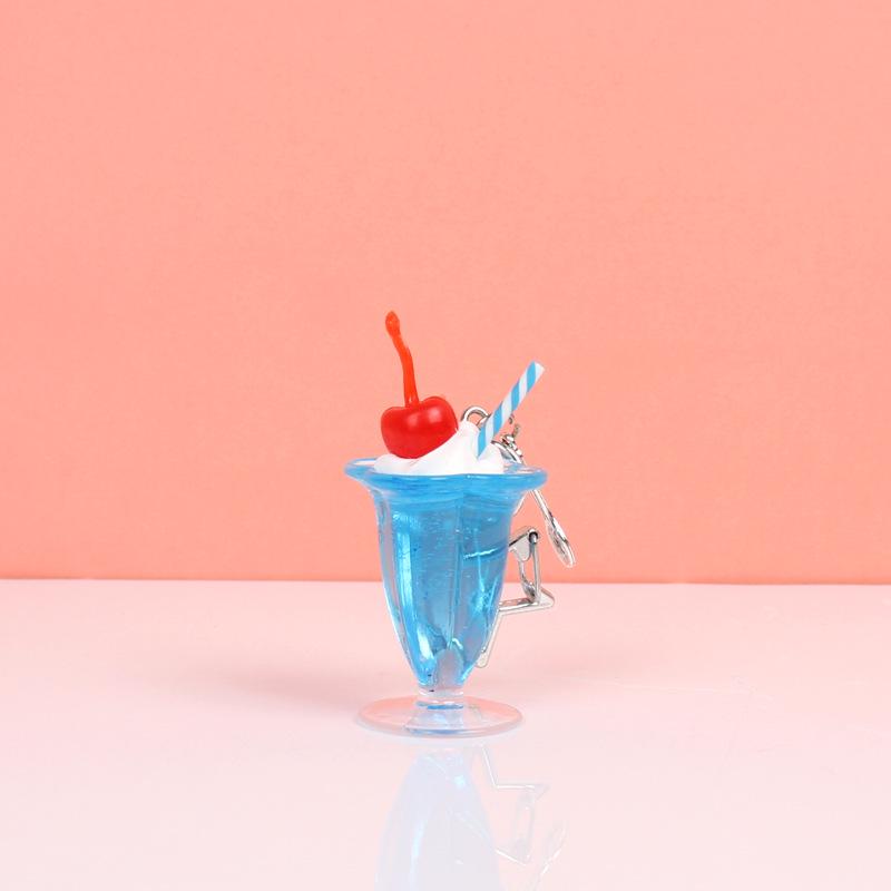 Simulated Dessert Fruit Tea Ice Cream Keychain Toy Pendant