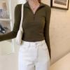 Solid Color Long Sleeve Autumn Winter Outfits Women's Crop Top Slim Fit Casual Sexy Base Shirt Cropped Sweatshirt