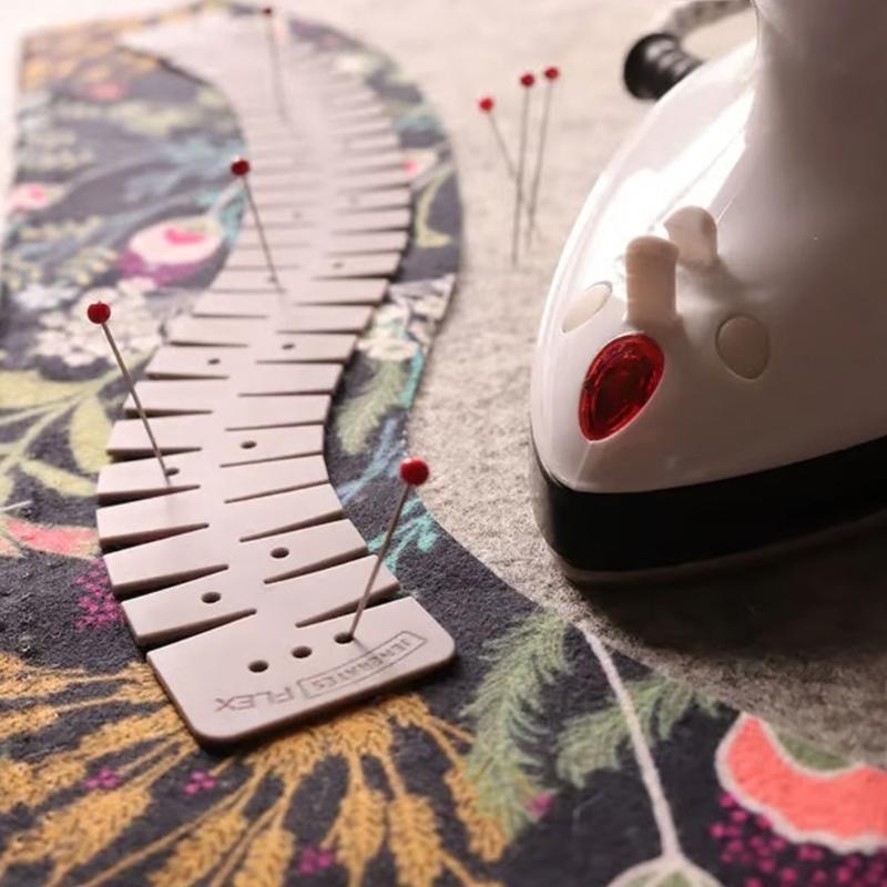Professionelle ergonomische Saumlineal für Stoffhandwerk Hitzebeständig Flexibles Nähwerkzeug mit Doppel-Loch-Technologie