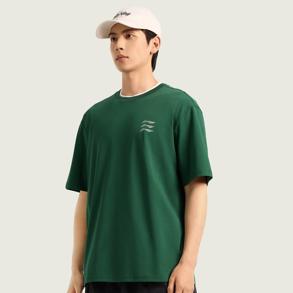 Li Ning Sports Lifestyle Series Simple Comfortable Pullover Round Neck Versatile Casual Loose Short Sleeve T-Shirt Men tops ATSW355-8