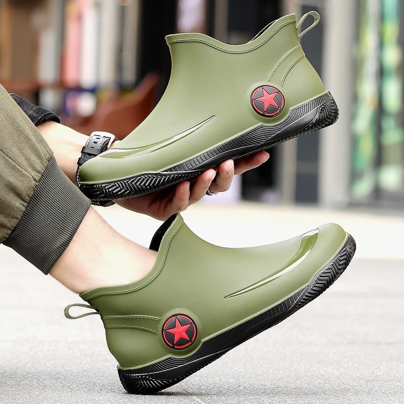 New fashion short rain shoes men's four-season water boots low-top non-slip fishing water shoes waterproof rain shoes