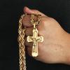 Bible Silver Color Jesus Cross Stainless Steel Pendants Necklaces Byzantine Long Chain Necklace for Men Jewelry Colar Collier