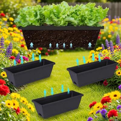3 Stück Blumenkasten Rechteckige Töpfe Behälter Garten Blumenpflanztopf Für Wohnkultur Veranda Terrasse Fensterbank Hof